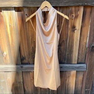 Cotton Candy Tan Halter Shift Slip Dress Women's Size Medium